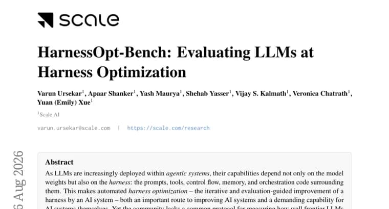 HarnessOpt-Bench benchmarks LLMs at optimizing agent harnesses