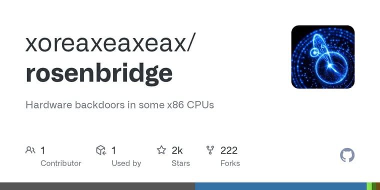 Rosenbridge reveals hardware backdoor in VIA C3 x86 CPUs
