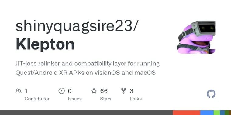 Klepton runs Android VR APKs on Apple Vision Pro