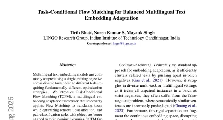 TCFM tailors training per task, sets new SOTA on Indic embedding benchmark