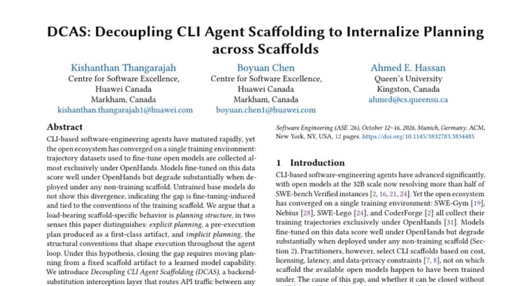 DCAS shows planning, not scaffolding, breaks CLI coding agents across tools