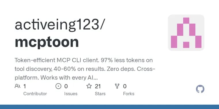mcptoon claims 98% cut in MCP tool discovery tokens
