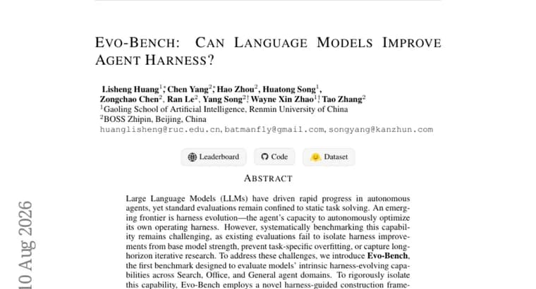 Evo-Bench tests whether models can evolve their own agent harness