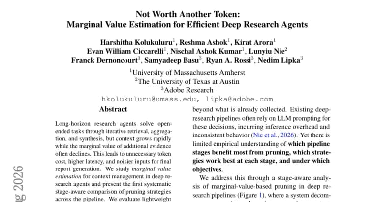 AI research agents cut token use up to 73% by pruning early