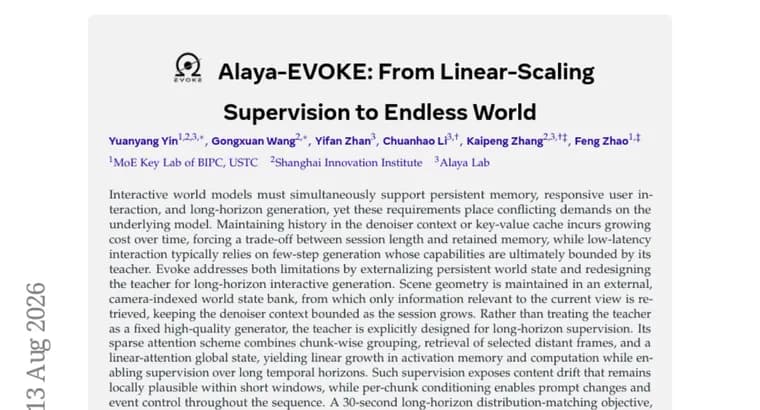 Evoke world model generates open-ended video with external memory