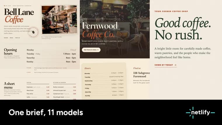 Netlify compares Claude, GPT, Gemini, Kimi and GLM on credits and quality