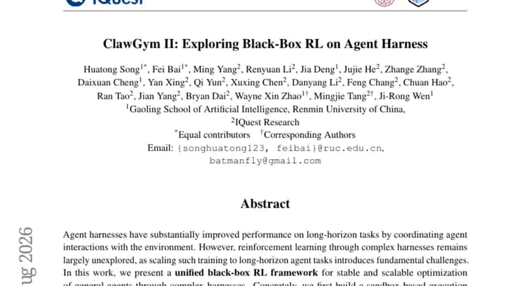 ClawGym II lifts agent Pass@1 by up to 14.81 points with black-box RL