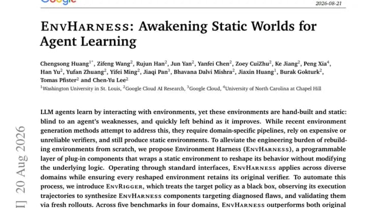 EnvHarness makes static AI agent training environments adaptive