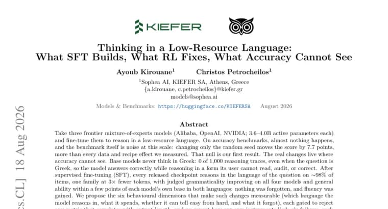 Accuracy benchmarks miss whether frontier AI models reason in Greek at all