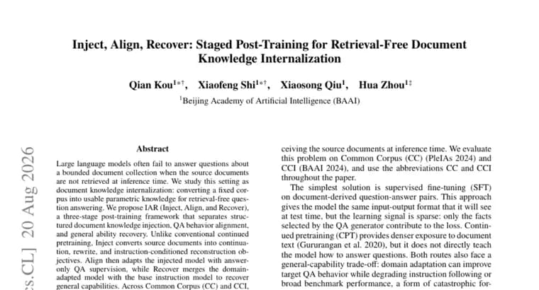 IAR post-training framework improves retrieval-free document QA in LLMs