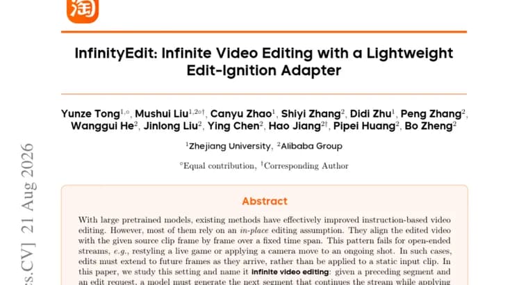 InfinityEdit enables infinite editing of streaming video