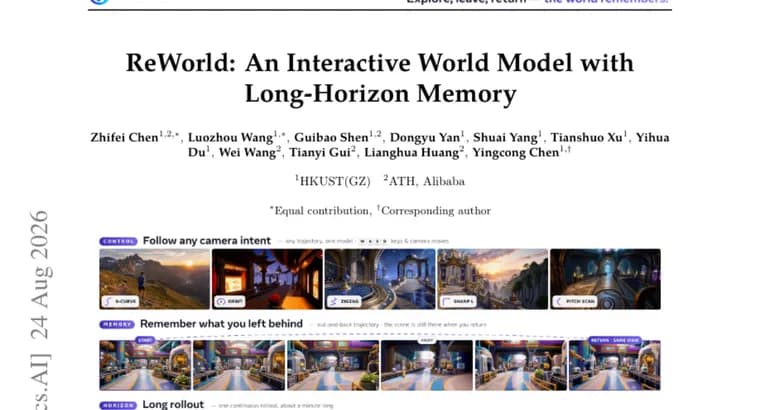 ReWorld separates control from memory in interactive world models