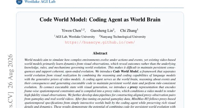 Code World Model splits world evolution from visual rendering