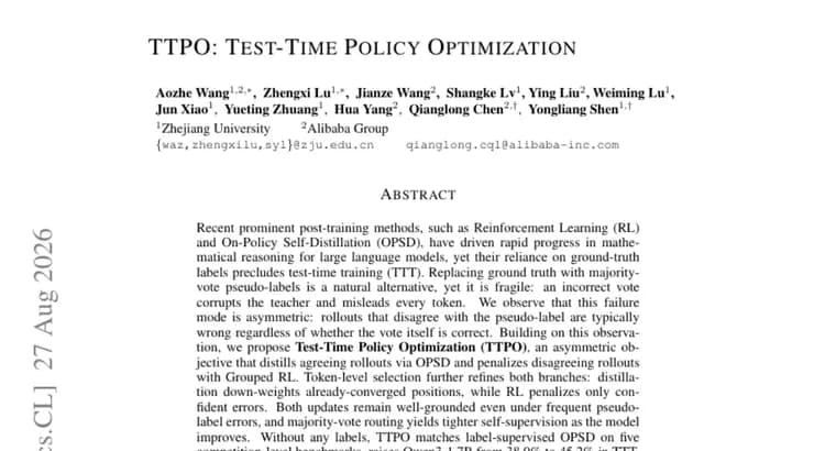 TTPO raises Qwen3-1.7B accuracy without labeled data