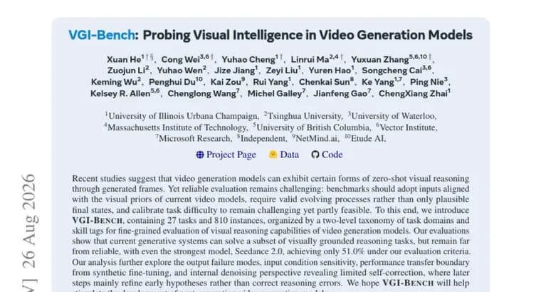 VGI-bench finds top video model Seedance 2.0 hits only 51%