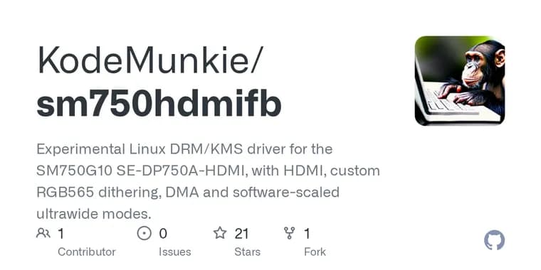 sm750hdmifb driver brings real ultrawide output to old SM750 GPUs