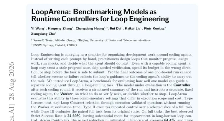 LoopArena tests models as controllers for coding agents