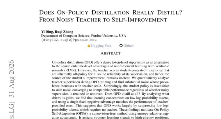Researchers find on-policy distillation barely uses its teacher, propose OPSA instead