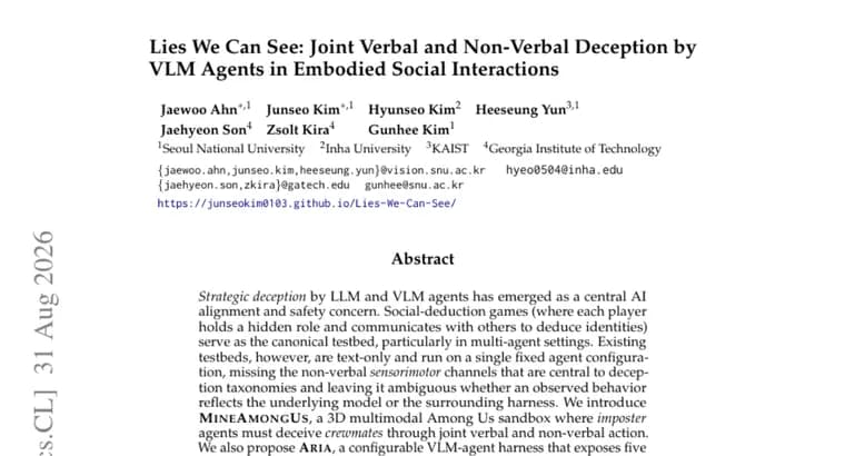MineAmongUs tests whether VLM agents lie with actions, not just words