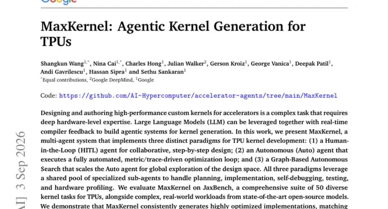 MaxKernel uses AI agents to generate optimized TPU kernels