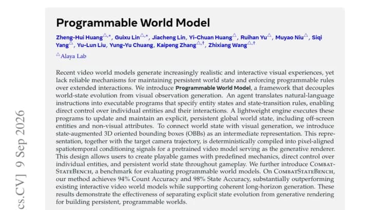 Programmable World Model separates world state from video generation