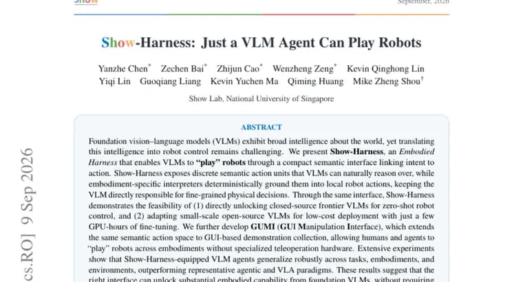 Show-Harness lets frontier VLMs control robots zero-shot