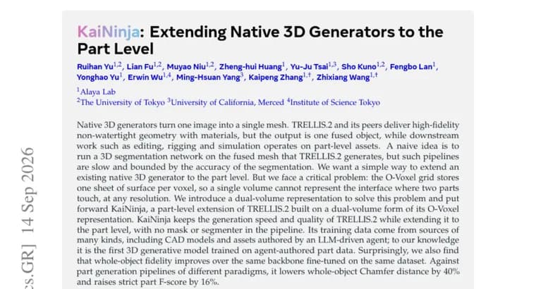 KaiNinja extends TRELLIS.2 to part-level 3D generation