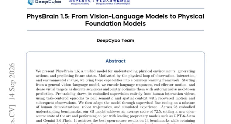 PhysBrain 1.5 sets new open-source state of the art on embodied AI