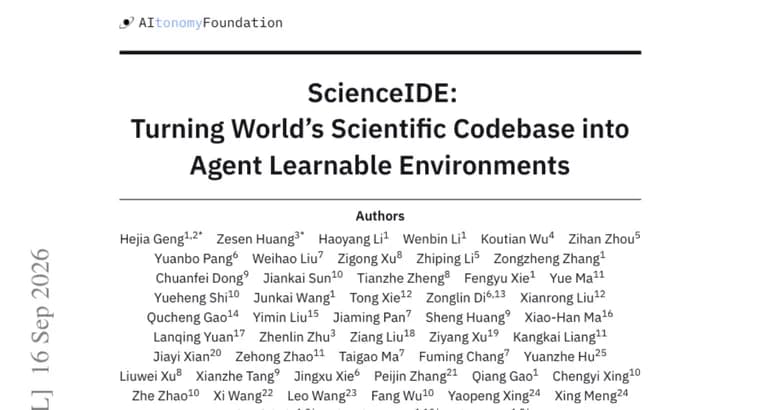 ScienceIDE trains AI agents on scientific code repositories