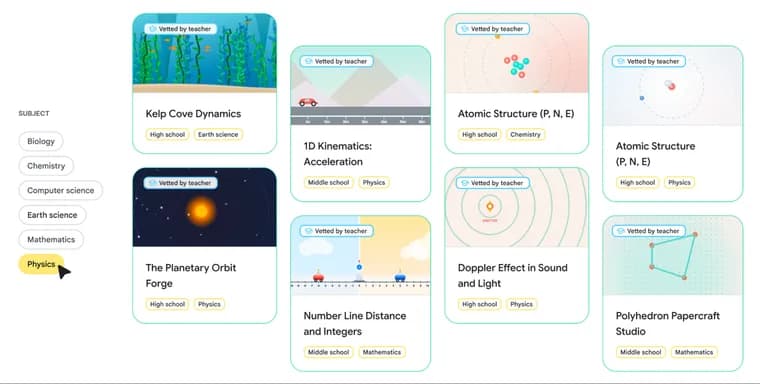 Google's generative UI lets teachers build STEM simulations