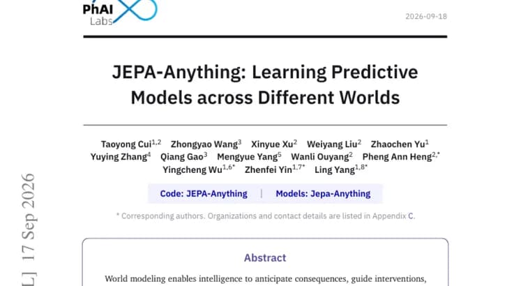JEPA-Anything extends one predictive architecture across seven domains