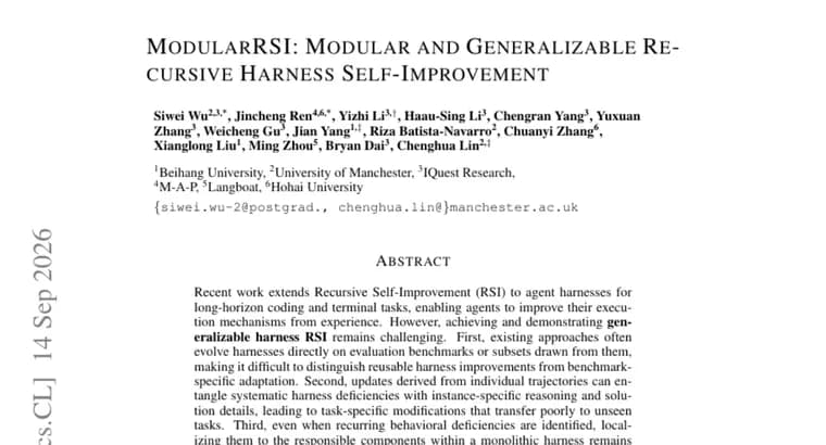 ModularRSI splits agent harness self-improvement into five modules