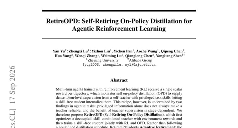 RetireOPD teaches agentic RL models to fire their own teacher