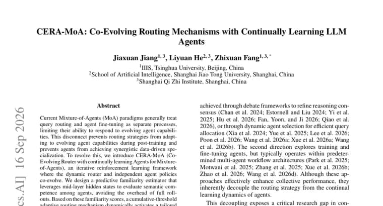 CERA-MoA co-evolves agent routing and training in Mixture-of-Agents systems