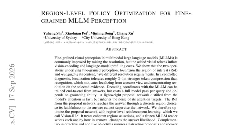 Vision-RL2 cuts MLLM visual tokens 4x without losing accuracy
