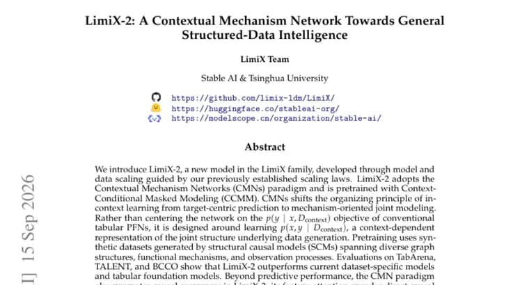 LimiX-2 debuts contextual mechanism networks for tabular data