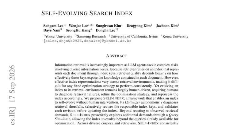 SELF-INDEX lets retrieval indexes optimize themselves without humans