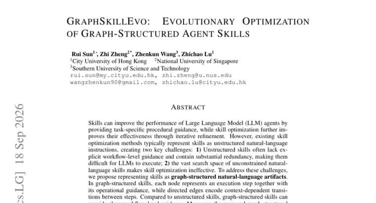 GraphSkillEvo evolves graph-structured skills for LLM agents