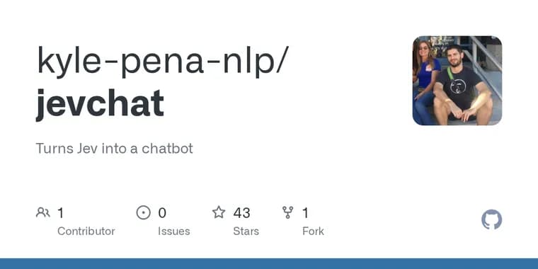 jevchat builds a chatbot by asking Jev one symbol at a time