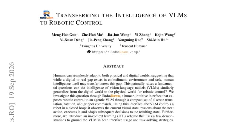 RoboDawn transfers vision-language model intelligence to robotic control