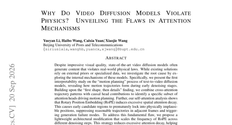 RoPE flaw explains why video diffusion models break physics