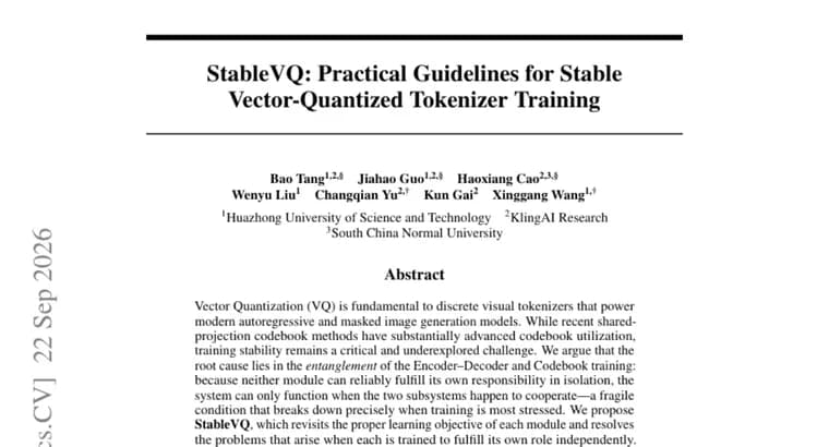 StableVQ fixes training instability in vector-quantized image tokenizers