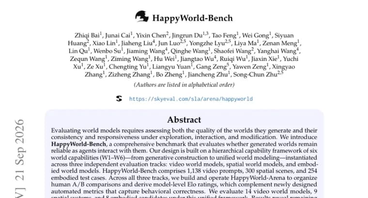HappyWorld-Bench tests video, spatial, and embodied world models for reliability
