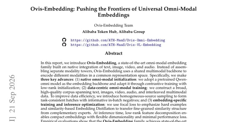 Ovis-Embedding unifies text, image, video and audio in one embedding model