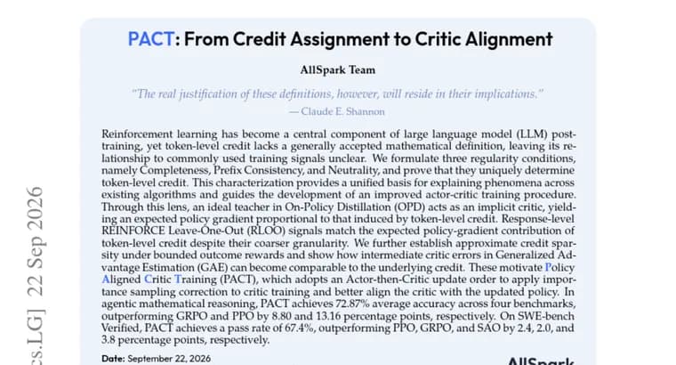 PACT sharpens critic training for reinforcement learning in LLMs