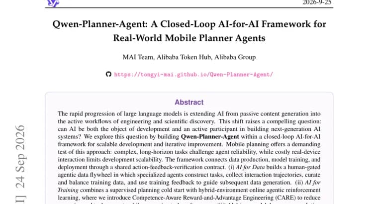 Qwen-Planner-Agent tops MobilePA-Bench via a closed-loop AI-for-AI framework