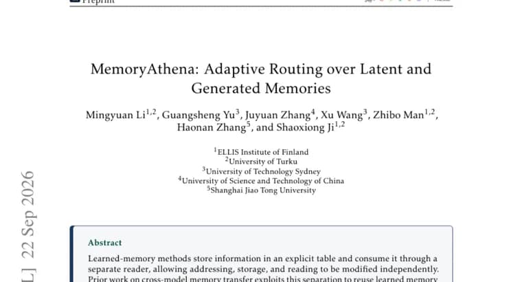 MemoryAthena routes language models between retrieval and generated memory