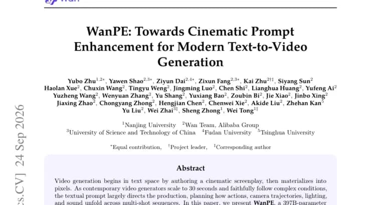 WanPE turns rough prompts into cinematic scripts for Wan3.0 video generation