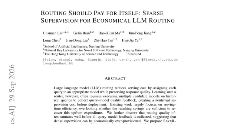SaveRouter trains LLM routers on about 33 to 41% of the feedback