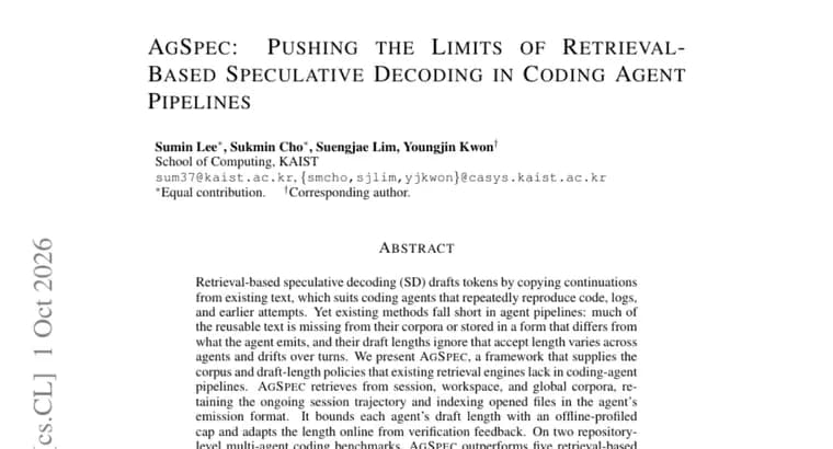 AgSpec uses retrieval-based drafting to speed up coding agents by up to 4.76x